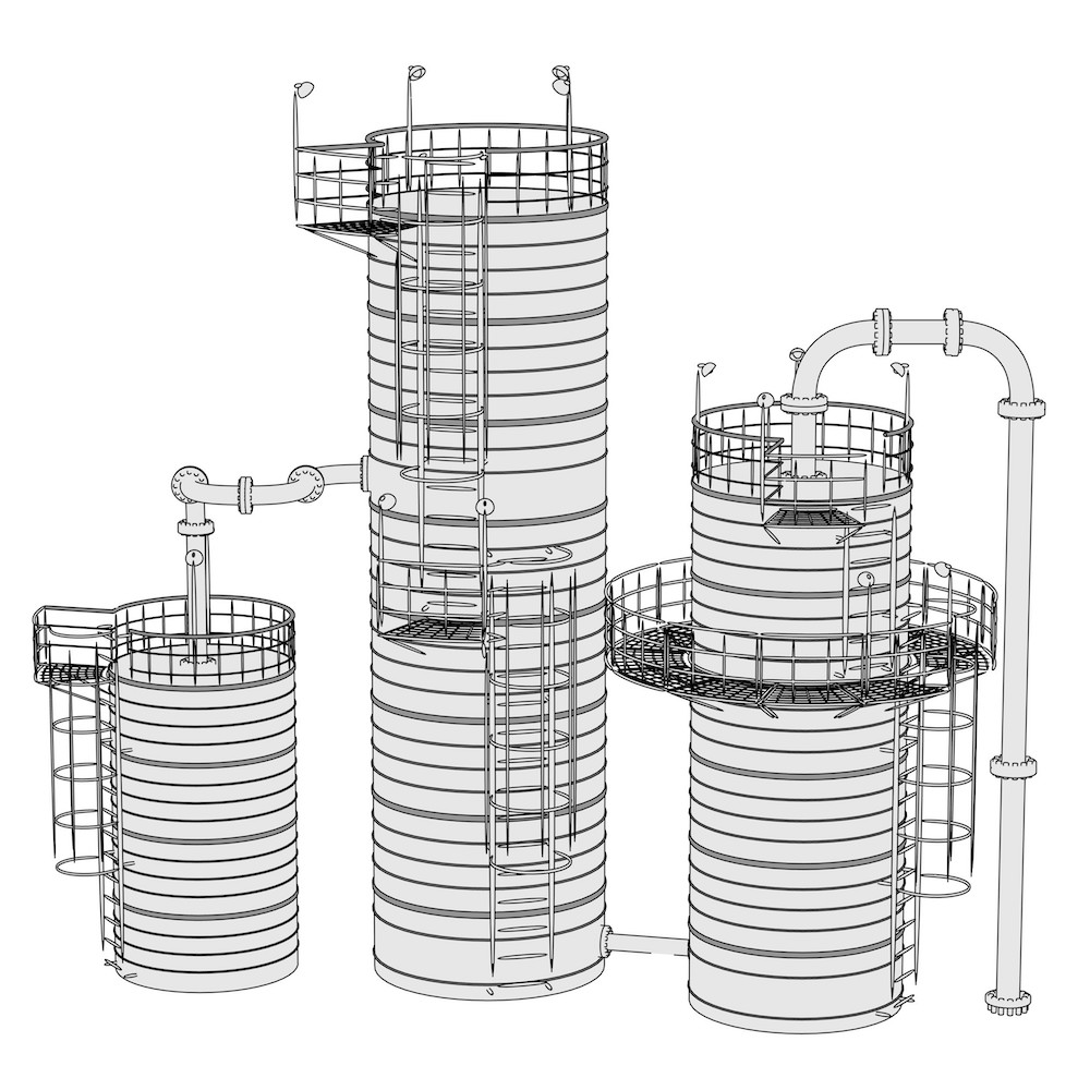 2d illustration of Fluid Catalytic Cracker